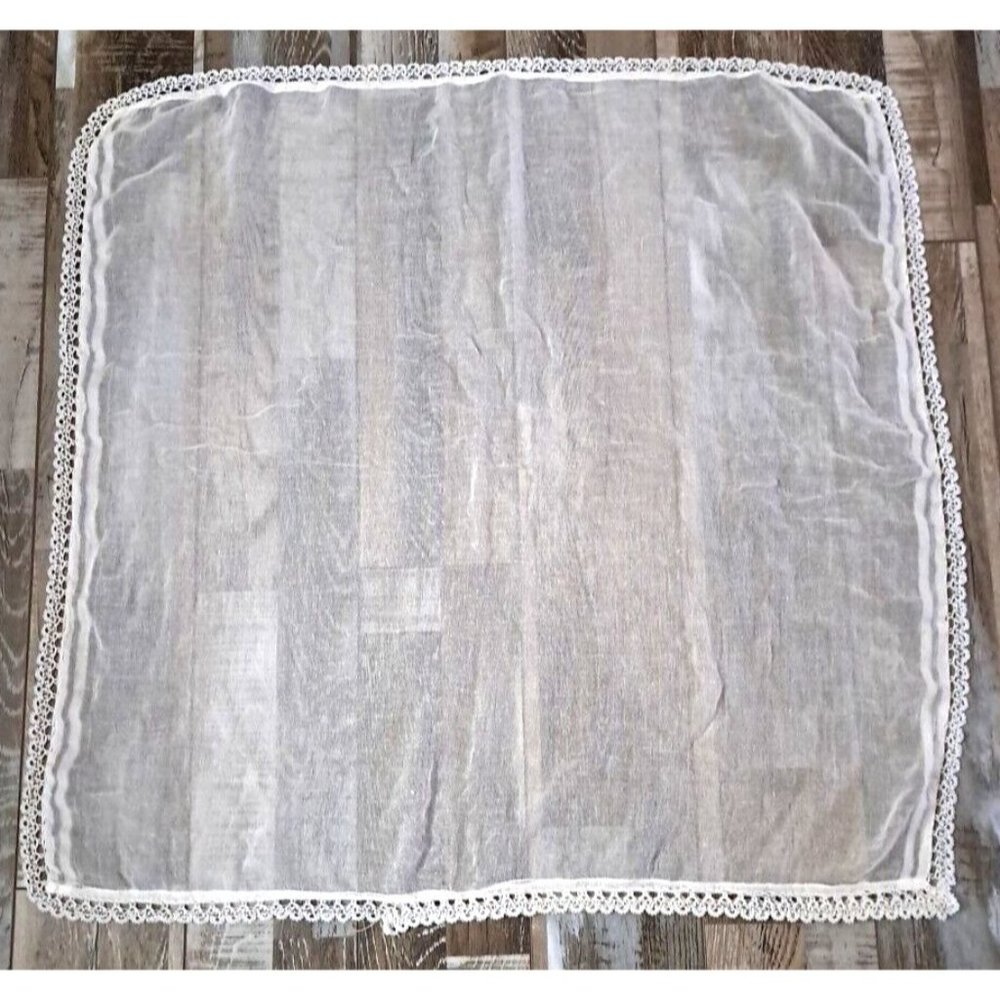 Vintage Handmade Centerpiece White Table Charger Seed Pearl Lace Edge 28x28